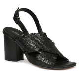 Saint Bibiana Black Woven Block fringed Heels. - SaintG