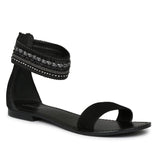 Saint Juliette Black Embroidered Leather Flats. - SaintG