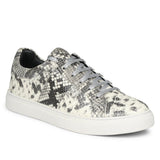 Grey Textured Python Leather Sneakers