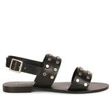 Saint Ventura Black Leather Metal Studded Sandals