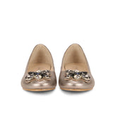 Saint Jovena Crystal Embellished Silver Metallic Leather Ballet Flats