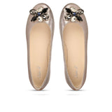 Saint Jovena Crystal Embellished Silver Metallic Leather Ballet Flats