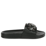Saint Jaime Black Leather Slide