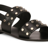 Saint Ventura Black Leather Metal Studded Sandals