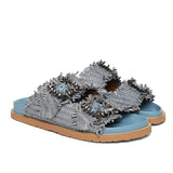 Saint Ravenna Blue Woven Leather Sliders
