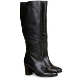 Saint Claretta Black Leather Knee High Heeled Boots