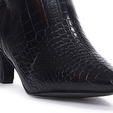Saint Enora Croco Embossed Black Calf Length Boots