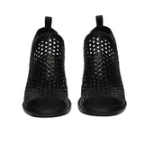 Saint Bella Leather Handcrafted Woven Open Toe Block Heel