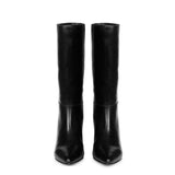Saint Celestina Black Leather Cone Heel Calf Boots