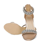 Saint Ornella Crystal Embellished Rose Gold Leather Heel