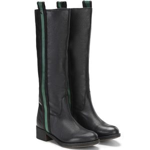 Saint Macrina Black Leather Knee High Boot