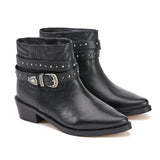 Saint Adrienne Embellished Strap Leather Ankle Boot