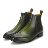 Saint Agostino Two Color Toned Olive Leather Chelsea Boot