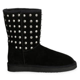 Saint Massima Metal Studded Black Suede Snug Boots