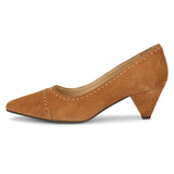 Saint Suede Tan Leather Kitten heel - SaintG