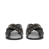 Saint Rosina Metal Studded Black Leather Flats