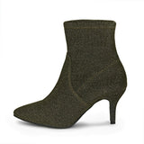 Saint Callista Gold Glitter Stretch Fabric Pointed Toe Ankle Boots