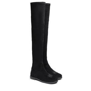 Saint Eirini Black Stretch Fabric Above The Knee Boots
