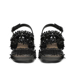 Saint Fabrizia Crystal Embellished Woven Leather Block Heel