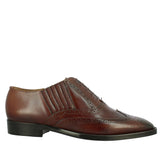 Mens Brown Leather Square Toe Lace Up Décor Slip On Shoes