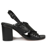 Saint Bibiana Black Woven Block fringed Heels. - SaintG