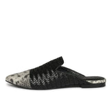 Grey Python and Black Woven Leather Mules