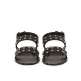 Saint Ventura Black Leather Metal Studded Sandals