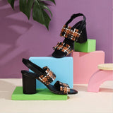 Saint Bibiana Multi Woven Leather Heels