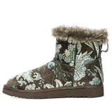 Saint Winifred Floral Embroidered Grey Fabric Snug Boots