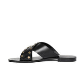 Saint Rosina Metal Studded Black Leather Flats