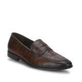 Saint Ansprand  Brown Croco Leather Embossed Loafers