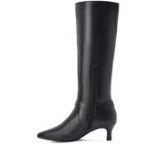 Saint Arabella Black Leather Kitten Heel Knee High Boots