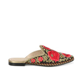 Saint Sofia Red Hand-Embroidered Leather Mules