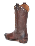 Saint Kateri Brown Leather cowboy Calf Length Boot