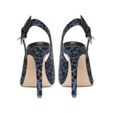 Saint Verona Hair On Leather With Blue Leopard Print Kitten Heels