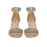 Saint Ornella Crystal Embellished Rose Gold Leather Heel