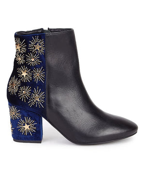 Saint Savina Blue Leather Ankle Boot