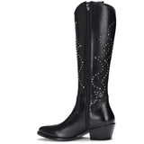 Saint Kiara Black Leather Knee High Block Heel Boot