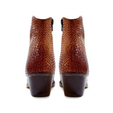 Saint Leone Tan Woven Leather Ankle Boots