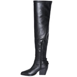 Saint Mareme Black Leather Above The Knee Boots