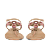 Saint Chiara Hand Embroidered Nude Leather Flats