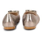 Saint Jovena Crystal Embellished Silver Metallic Leather Ballet Flats