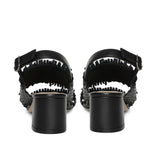 Saint Fabrizia Crystal Embellished Woven Leather Block Heel