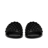 Saint Arianna Black Leather Handcrafted Woven Flats