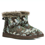 Saint Winifred Floral Embroidered Grey Fabric Snug Boots