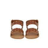 Saint Ventura Tan Leather Metal Studded Sandals