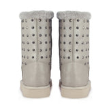 Saint Cassandra Metal Studded Grey Suede Snug Boots