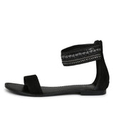 Saint Juliette Black Hand Embroidered Leather Flats. - SaintG