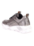 Saint Alaricia Pewter Crackle Leather Sneakers