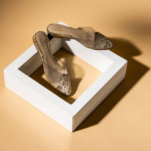 Saint Elfleda Beige Python Leather Mules